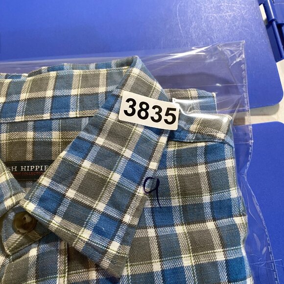 FISH HIPPIE Rumfront Collection Button Shirt Mens L Blue/Gray Plaid Preppy L/S - Picture 9 of 9